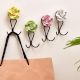 Ceramic Multicolor Flower Wall Hook for Hanging - Set of 4